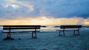 Benches and sea